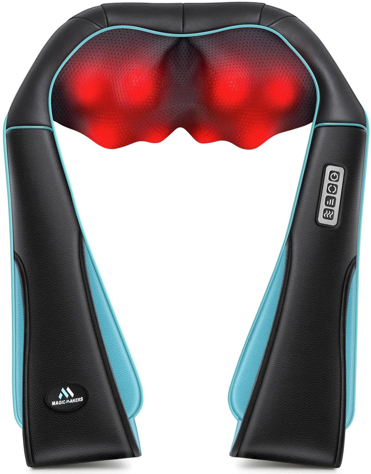 MagicMakers vista frontal del masajeador mostrando forma en U y nodos, comodidad inmediata