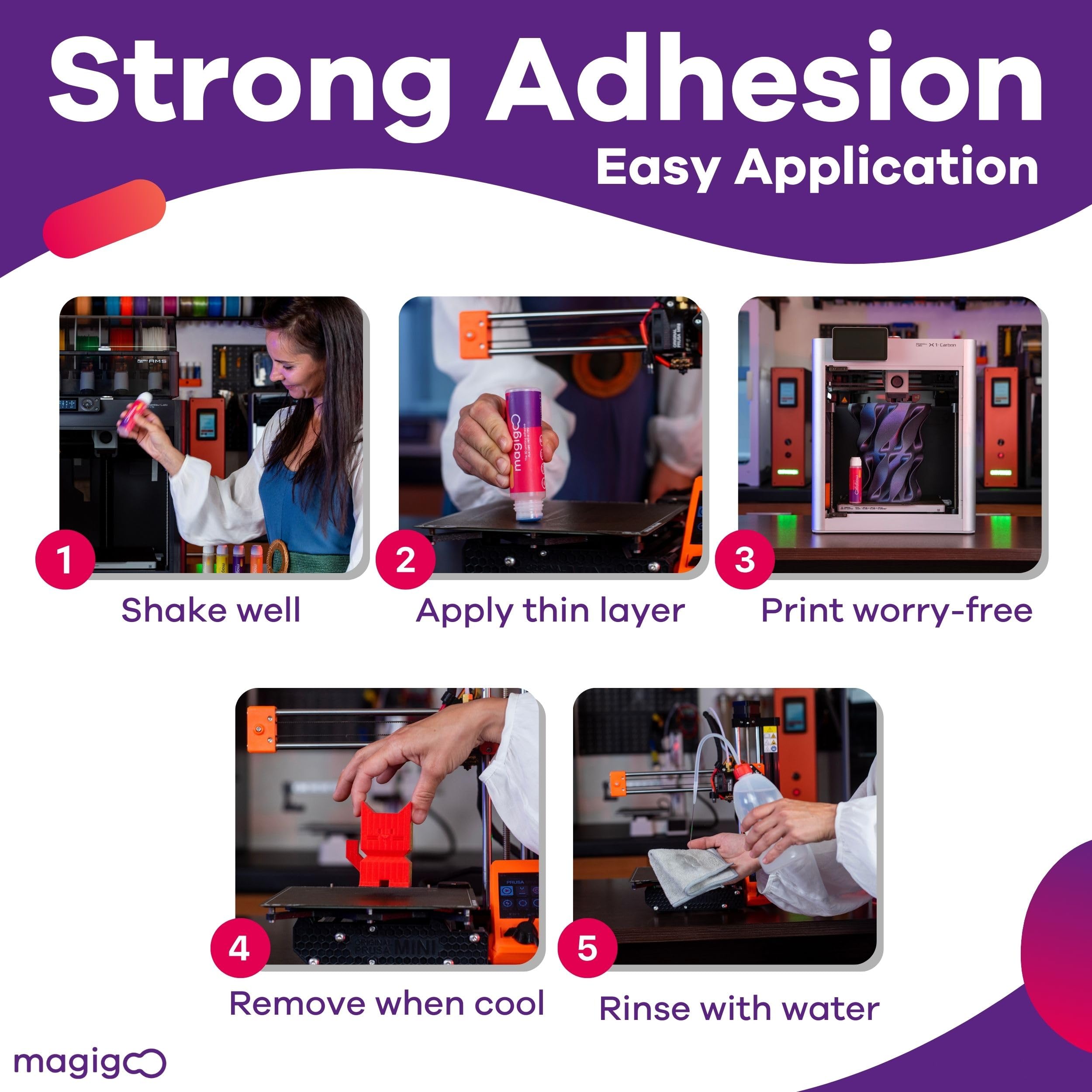 Magigoo MO2016 applied to glass bed demonstrating secure adhesion for cleaner first layers
