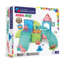 MAGNA-TILES embalaje frontal del set Coral Reef mostrando piezas y criaturas, atractivo visual