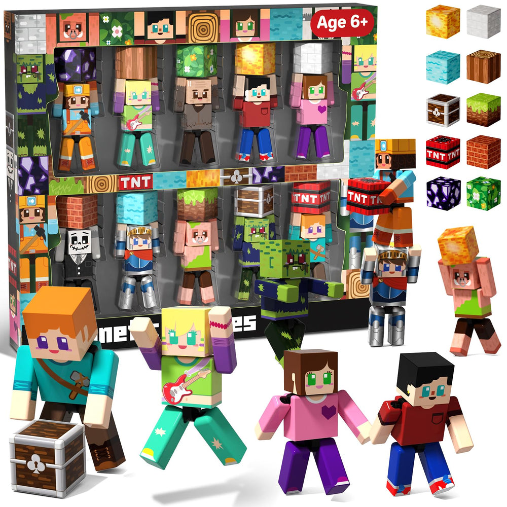 Magneverse front packaging showing 20 magnetic action figures and playset benefits