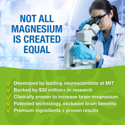 Close shot of Magtein ingredient label showing magnesium L‑threonate details