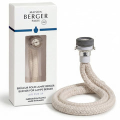 MAISON BERGER quemador frontal mostrando enchufe seguro y ajuste preciso