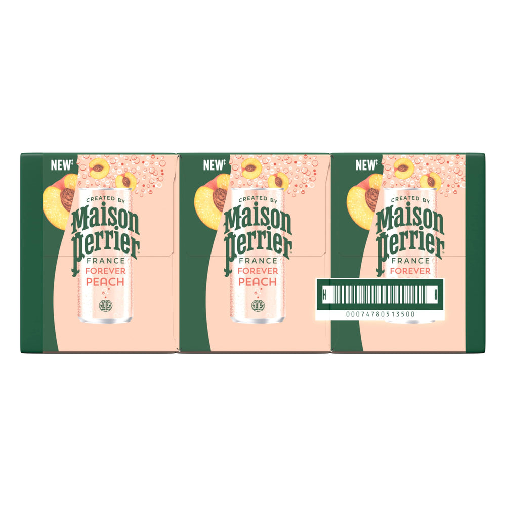 Maison Perrier latas dentro de refrigerador listos para servir fríos