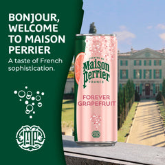 Maison Perrier lata abierta con efervescencia visible que refresca al instante