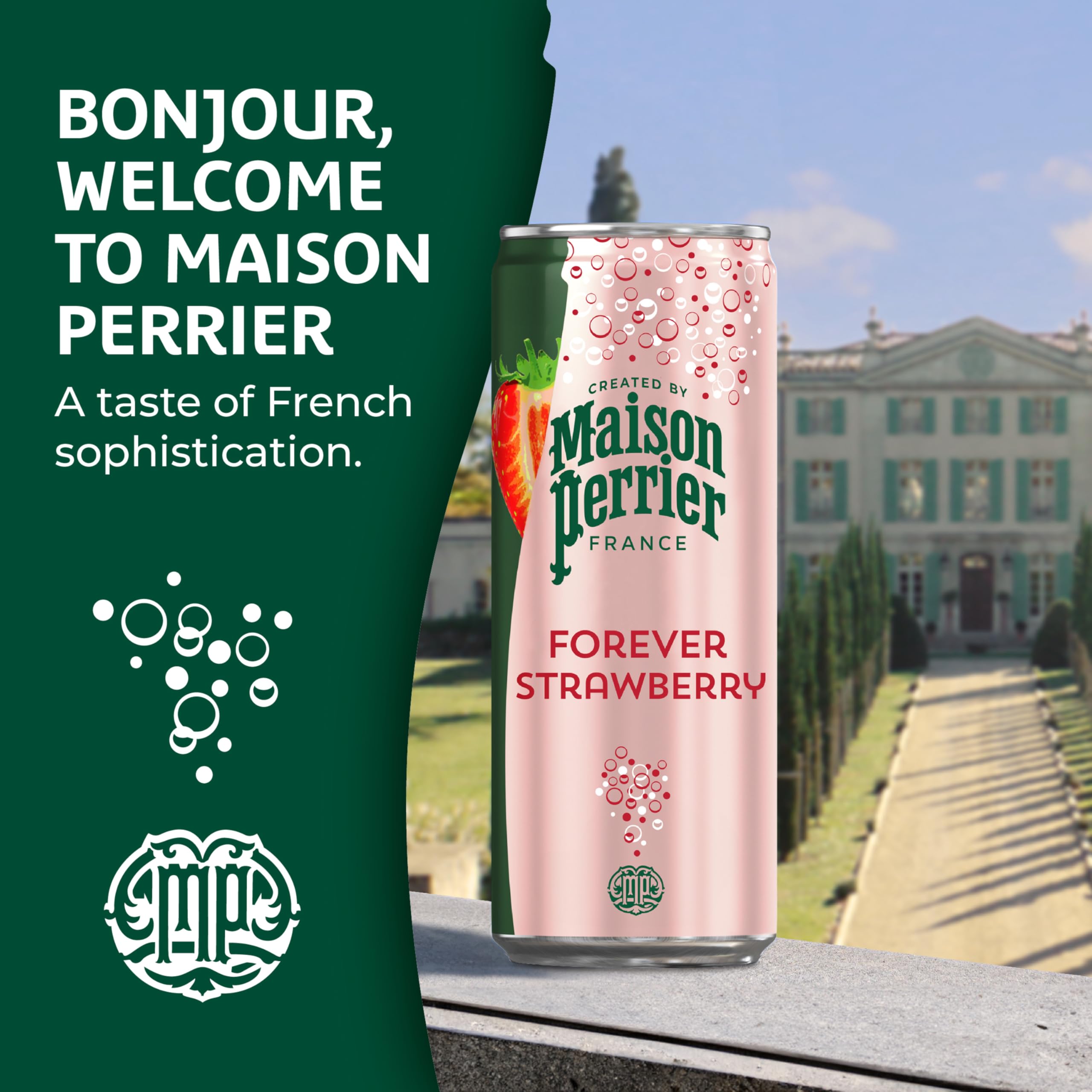 Maison Perrier lata abierta mostrando espuma y lista para beber