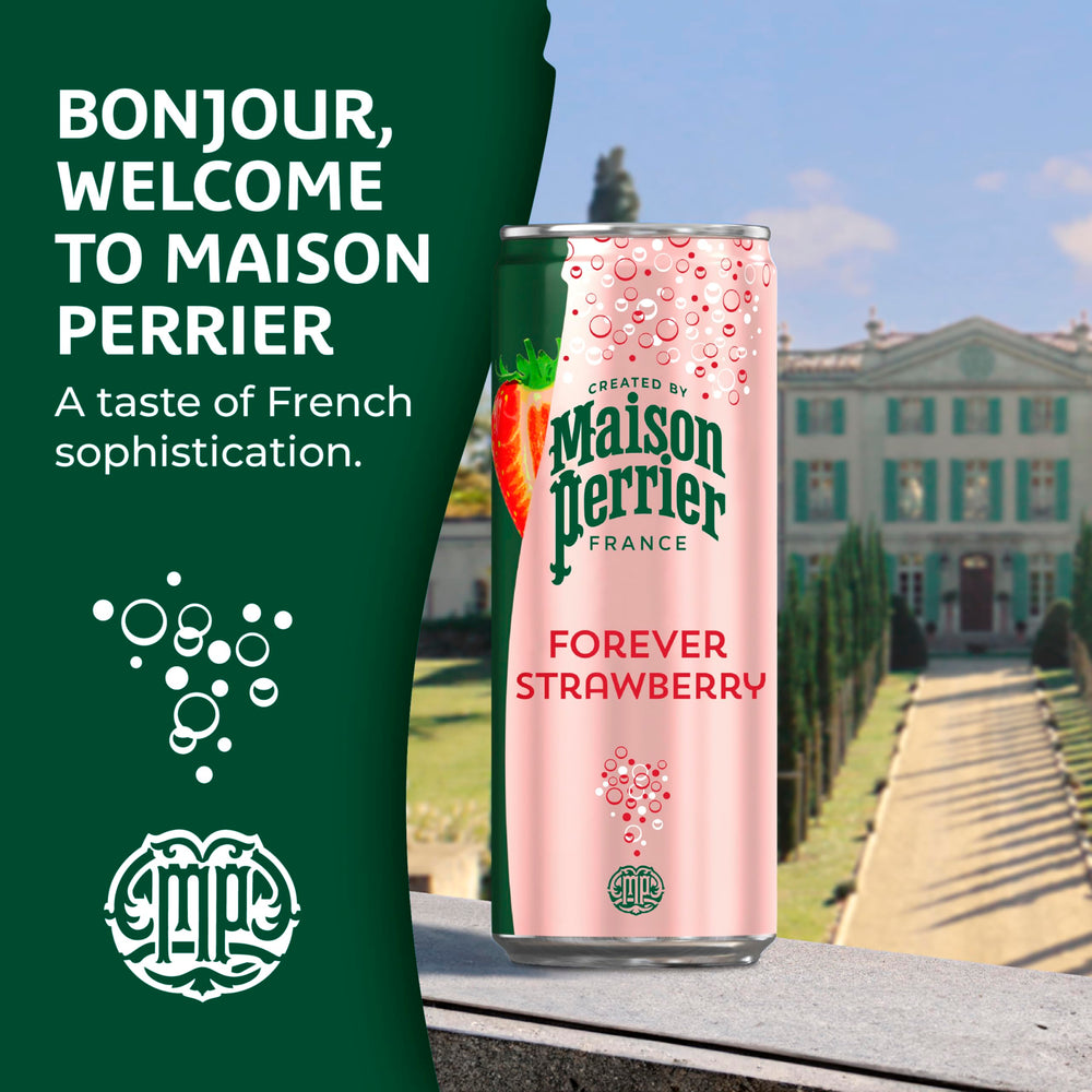 Maison Perrier lata abierta mostrando espuma y lista para beber