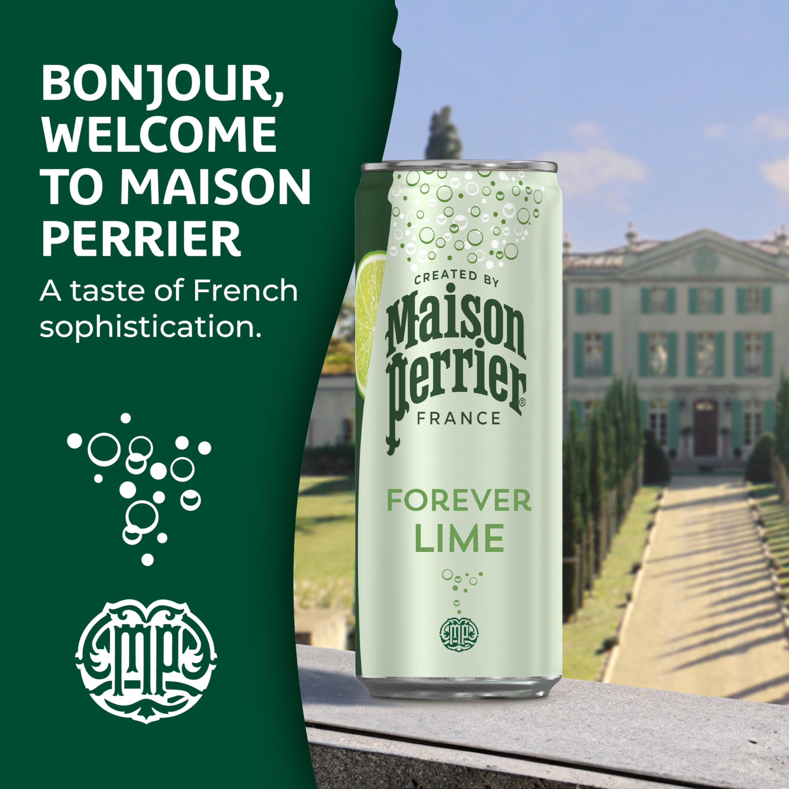 Maison Perrier varias latas en fila ideal para eventos y conveniencia