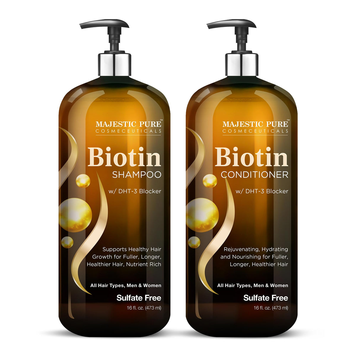 Majestic Pure set frontal mostrando botellas dobles y beneficio volumen inmediato