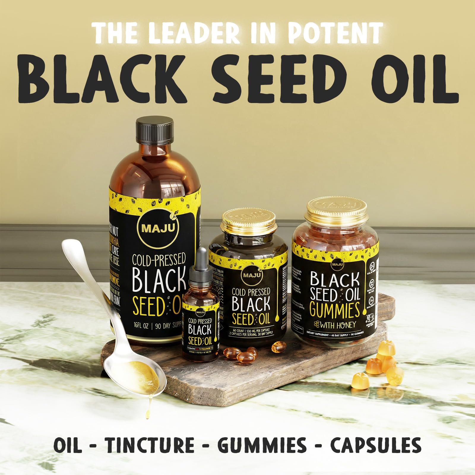 Maju Superfoods textura clara del aceite, beneficios de absorción