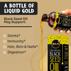 Maju Superfoods etiqueta legible con origen turco y alto timoquinona