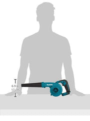 Makita DUB185Z boquilla enfocada que muestra salida de aire potente