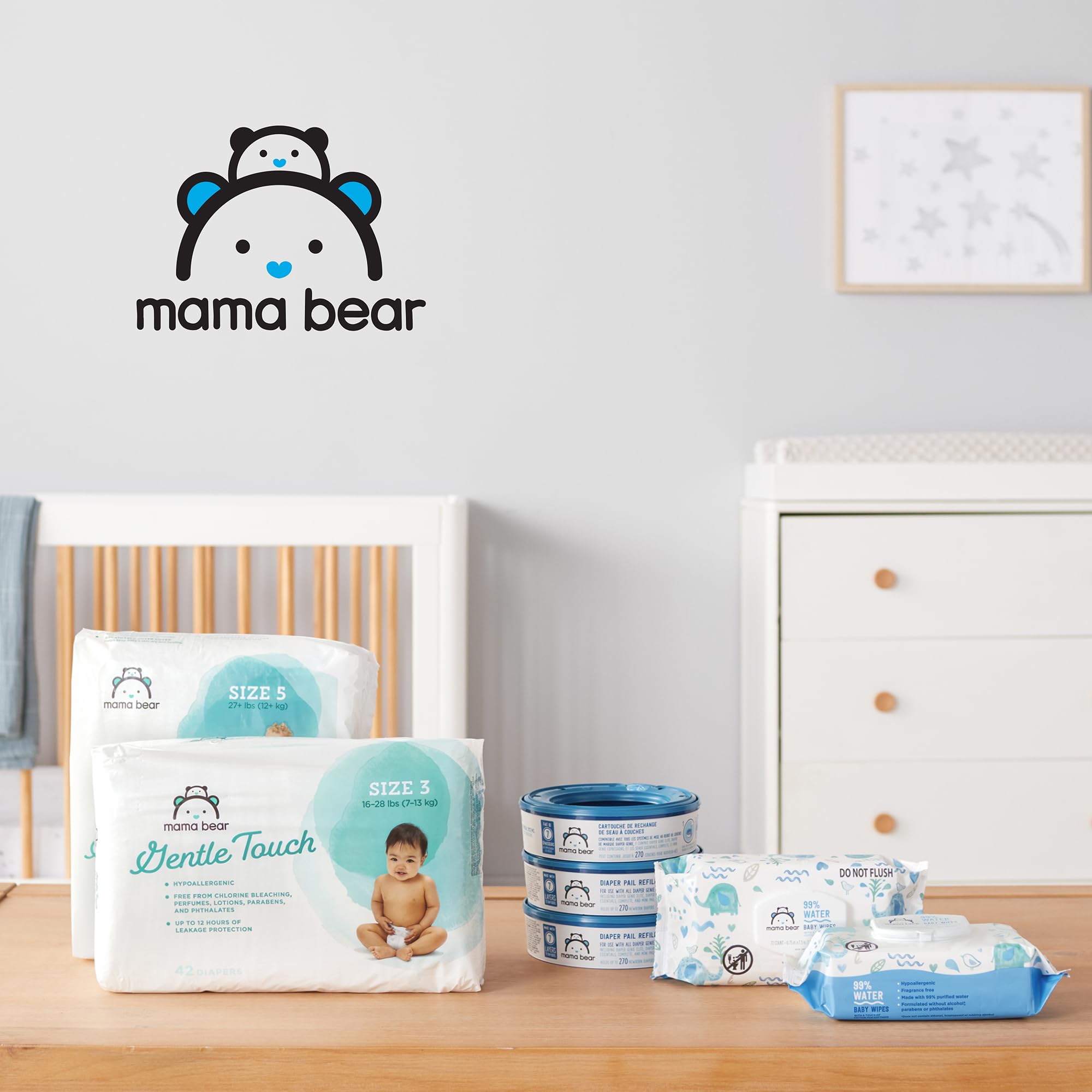 Mama Bear en una zona de cambio infantil manteniendo el ambiente limpio