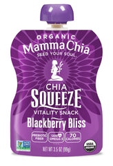 Mamma Chia textura del contenido con semillas de chía y moras, rica en fibra