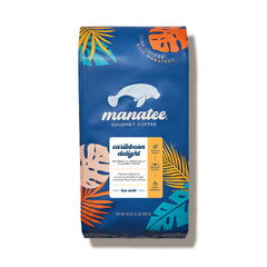 Manatee Gourmet front packaging showing Caribbean Delight 2 lb bag and clear branding benefit: recognizable gift-ready design