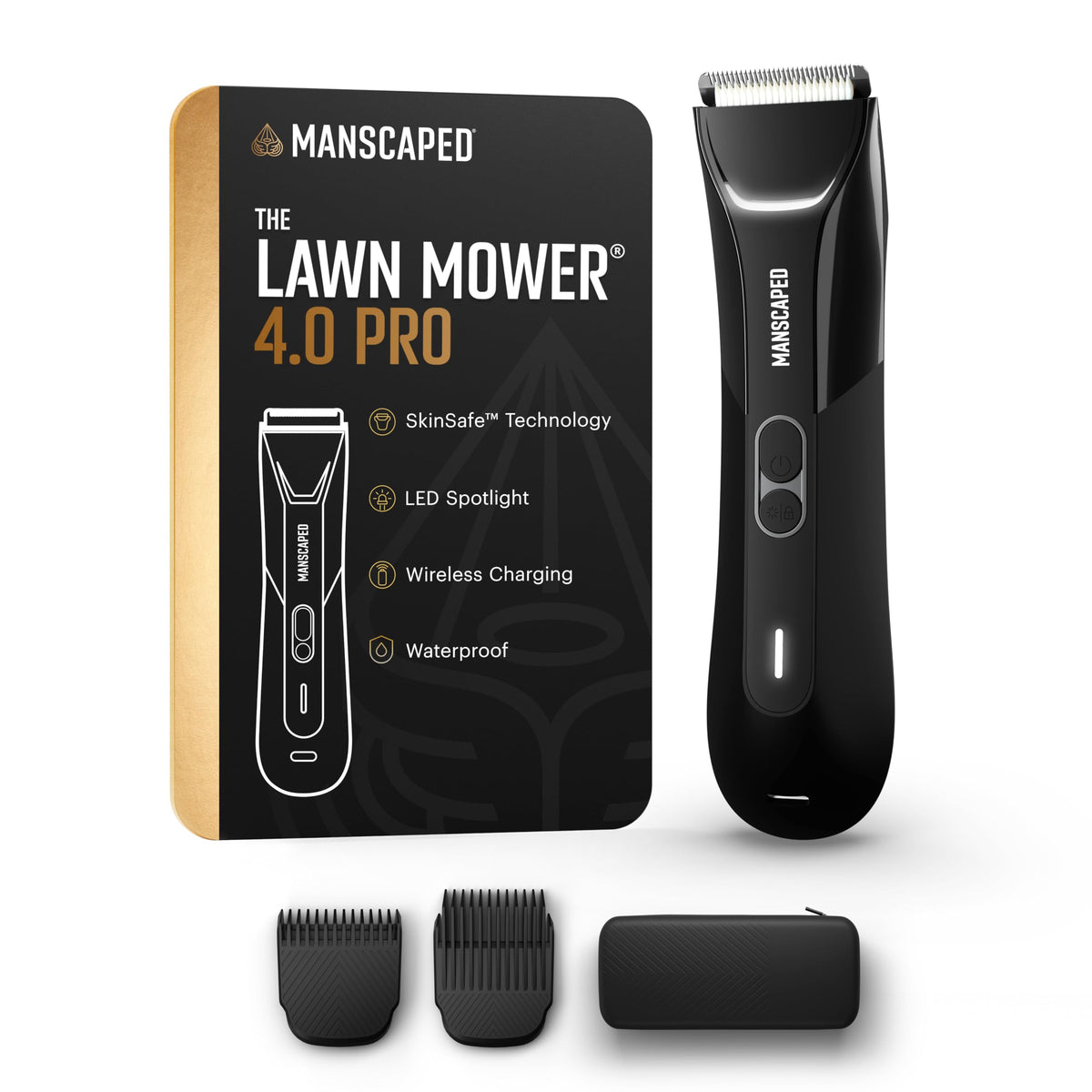 MANSCAPED recortadora frontal mostrando diseño compacto y ergonomía