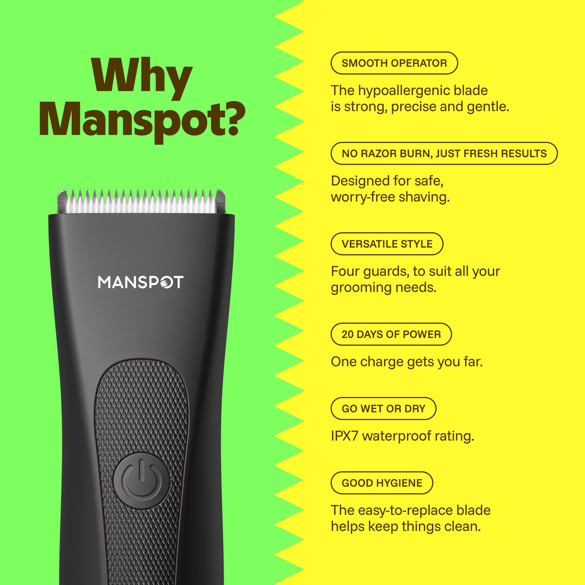 MANSPOT close-up of SpotGlide 40mm blade showcasing smooth surface and comfort