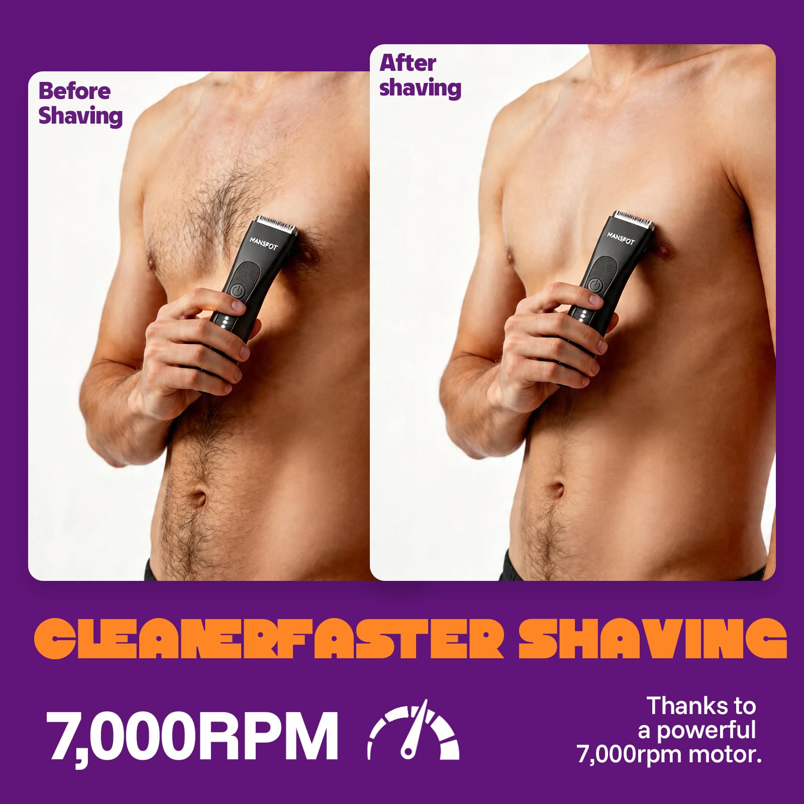 MANSPOT trimmer grooming groin area demonstrating safe precise intimate trimming