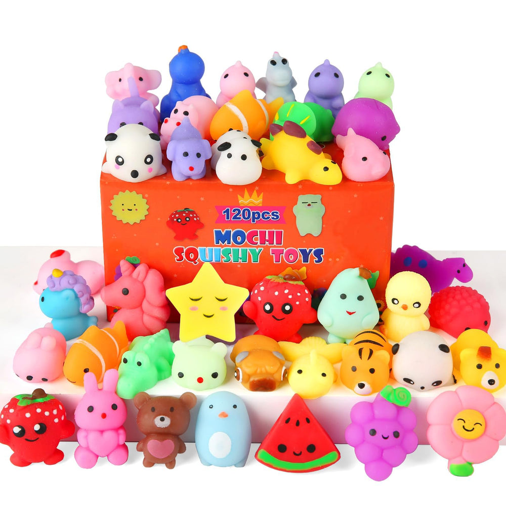 Mantyplay vista frontal del paquete con 120 squishies, ideal para fiestas