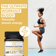 Manuka Doctor detalle de etiqueta MGO 525+, claridad sobre potencia