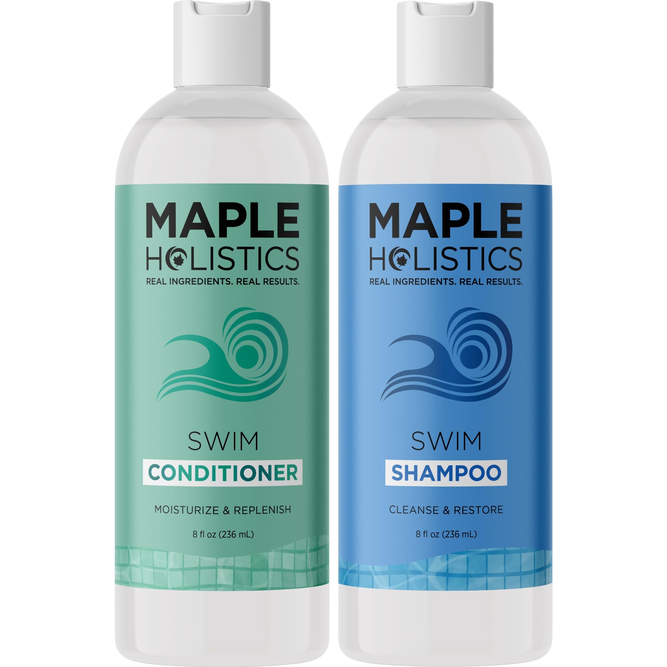 Maple Holistics used on wet hair after swimming showing restored softness and manageability