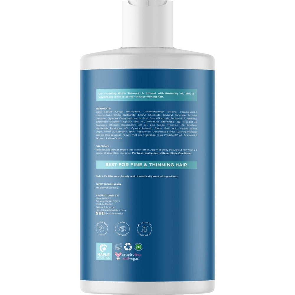 Maple Holistics etiqueta con ingredientes naturales y beneficios visibles