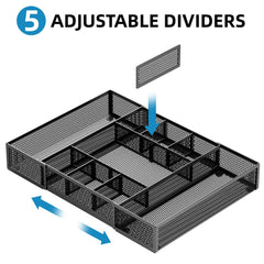 Marbrasse organizador extendido dentro de un cajón demostrando ajuste y estabilidad