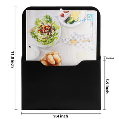 Marbrasse bolso magnético sujeto en refrigerador sosteniendo revistas y facturas