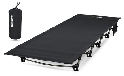 MARCHWAY front view of cot folded for lightweight transport and easy packing