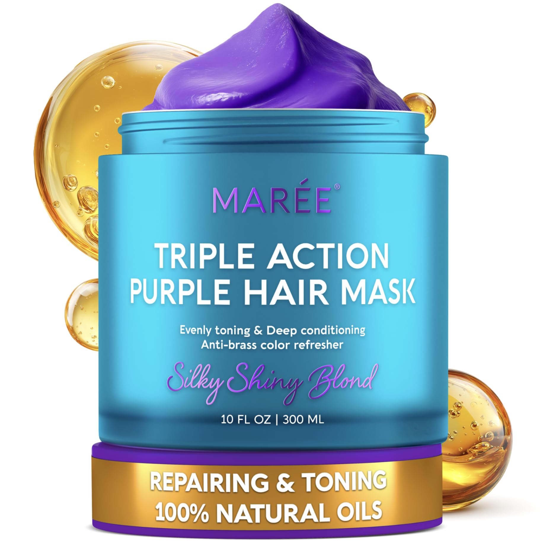 MAREE tarro morado frontal mostrando diseño y volumen protector