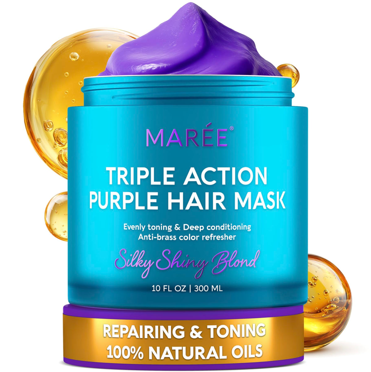 MAREE tarro morado frontal mostrando diseño y volumen protector