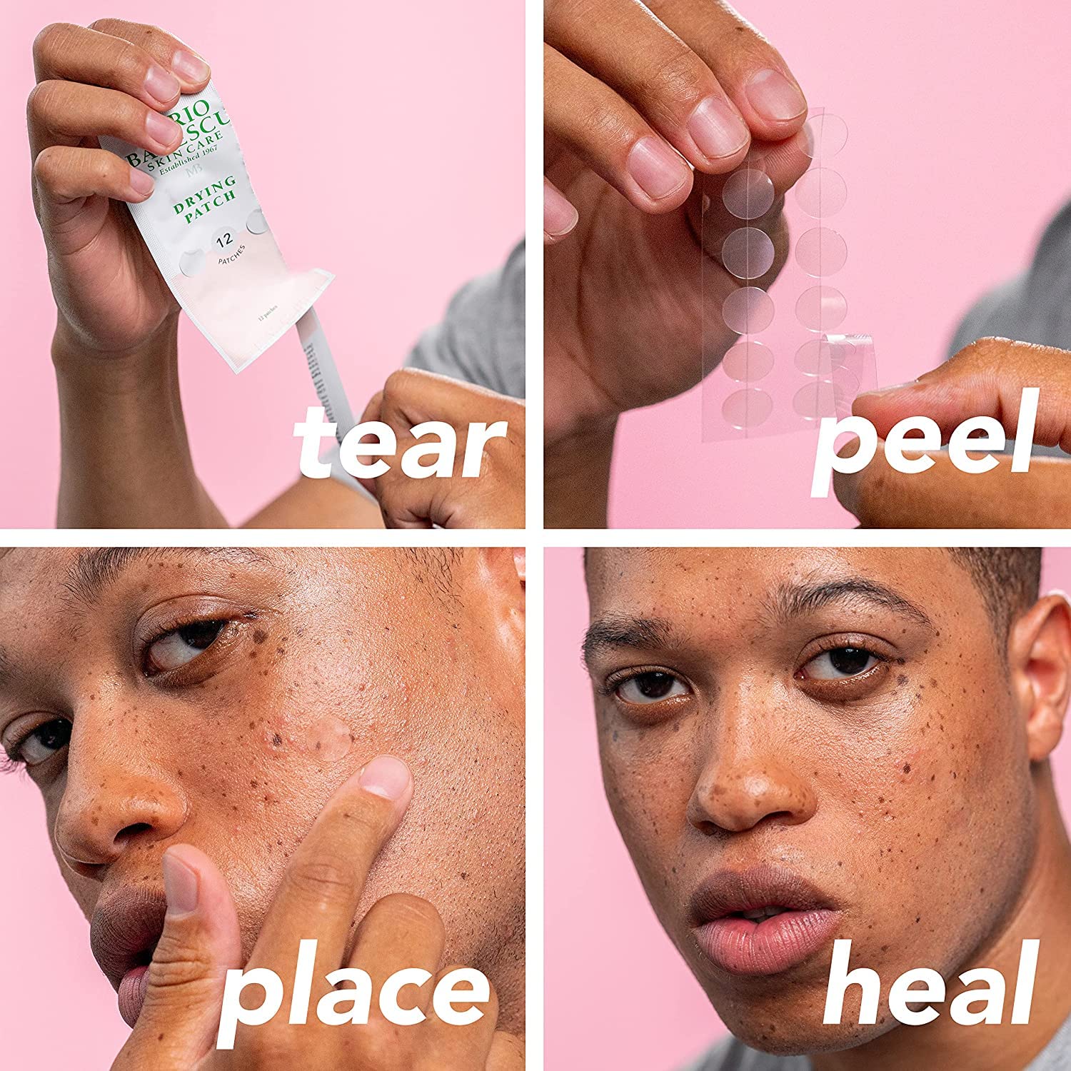 Mario Badescu parche usado en rutina diurna camuflado en piel y cómodo