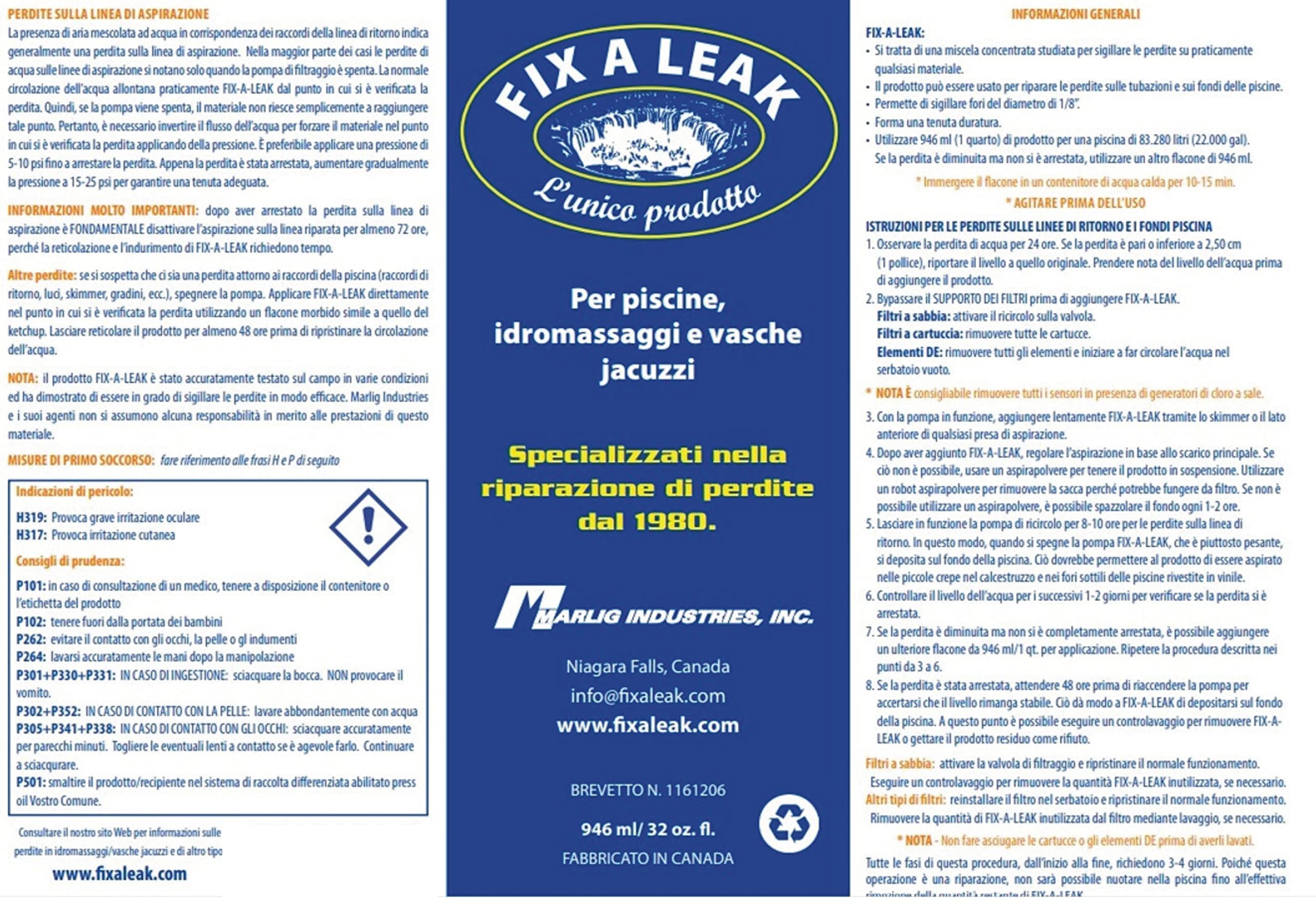 Marlig Fix-A-Leak textura densa enfocada, demuestra que se hunde y alcanza fugas
