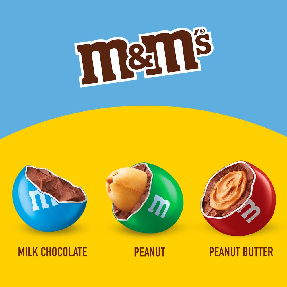 Mars M&M'S mesas con bolsas individuales desplegadas, práctico para eventos