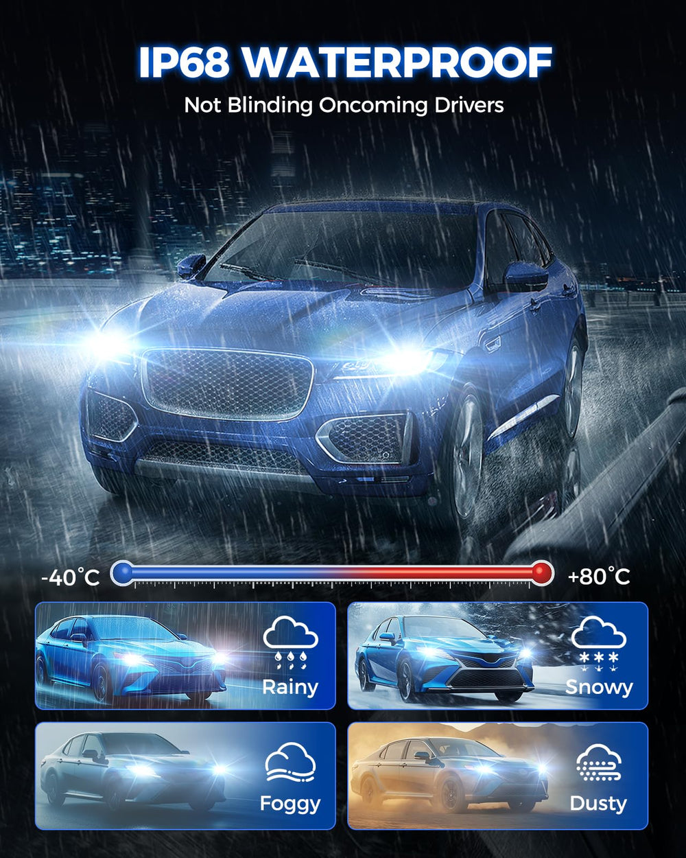 Marsauto faros H7 iluminando carretera nocturna mejorando seguridad