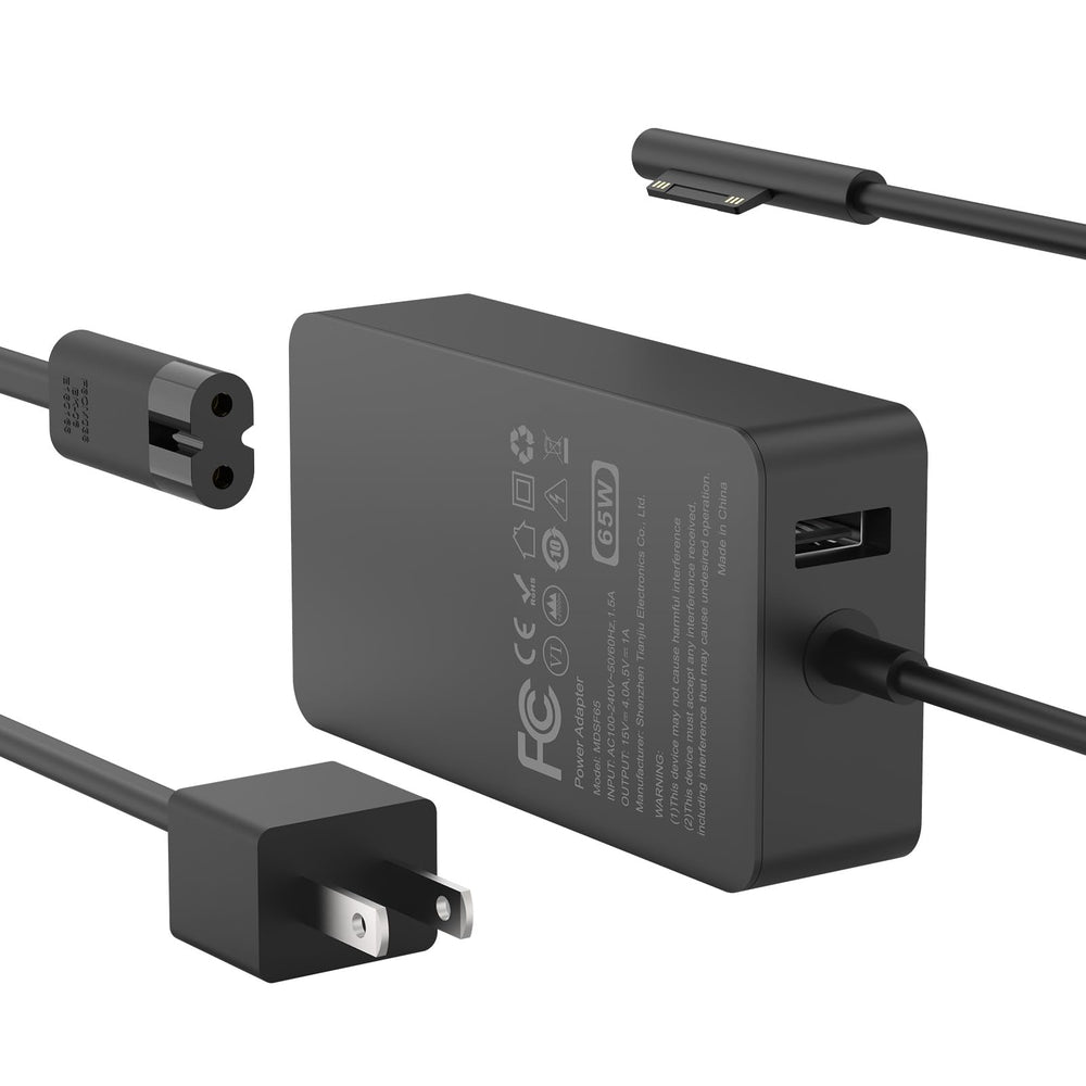 MARSDOCK adaptador frontal 65W mostrando puerto y carcasa, potencia segura