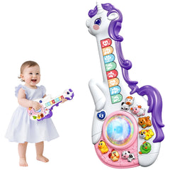 Marstone guitarra unicornio vista frontal y botones educativos