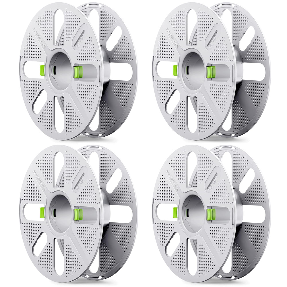 MarsWork front view showing four reusable spools and labels for fast identification and neat storage