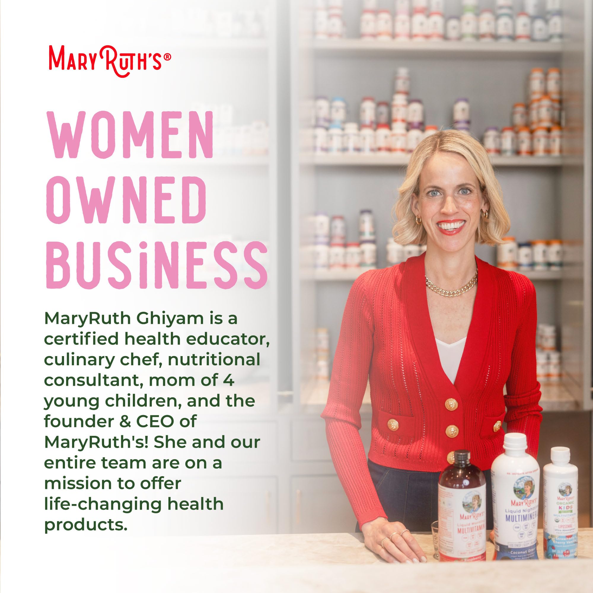 MARYRUTH'S 90ct bottle standing to demonstrate full supply duration