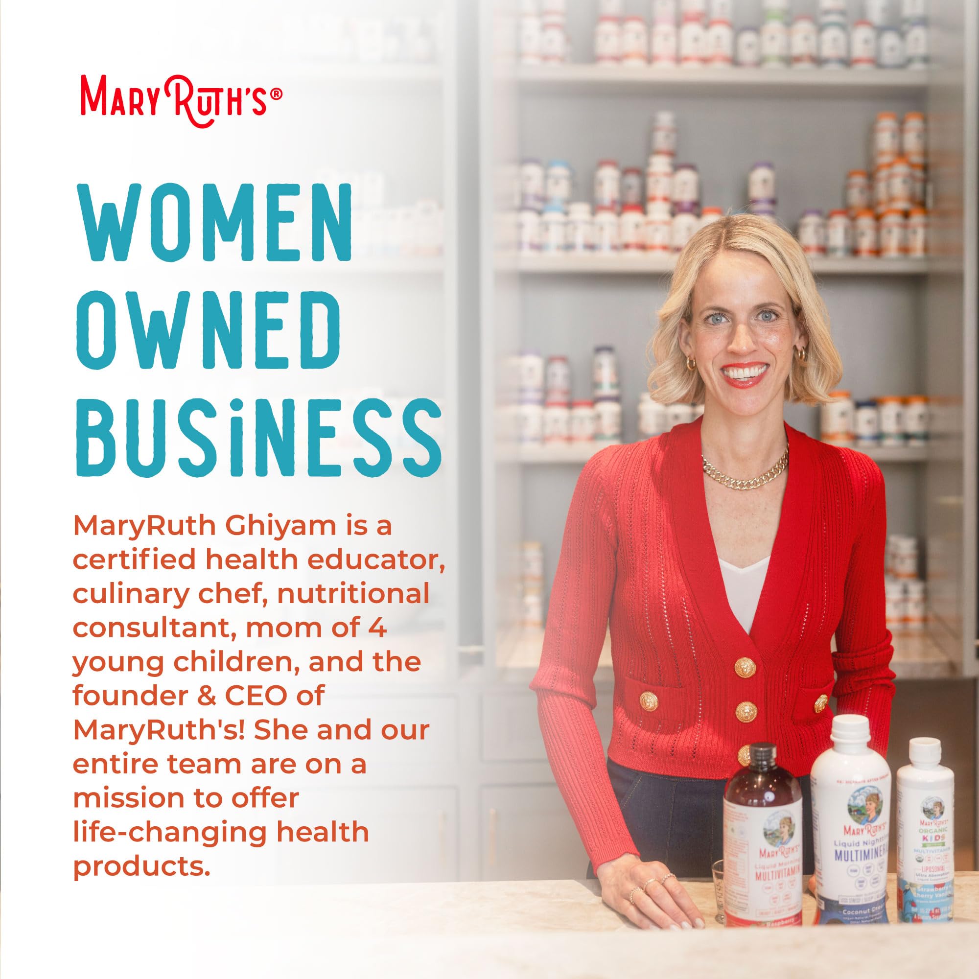 MARYRUTH'S frasco sobre encimera de cocina en entorno cotidiano
