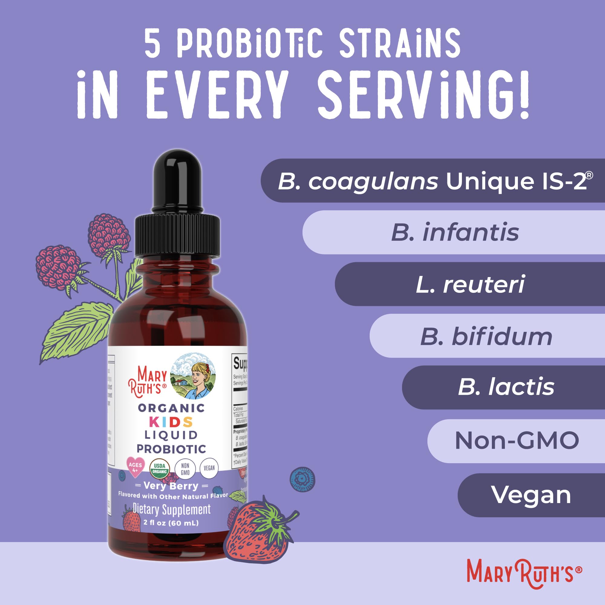 MARYRUTH'S etiquetas de certificación USDA Organic y Clean Label Project