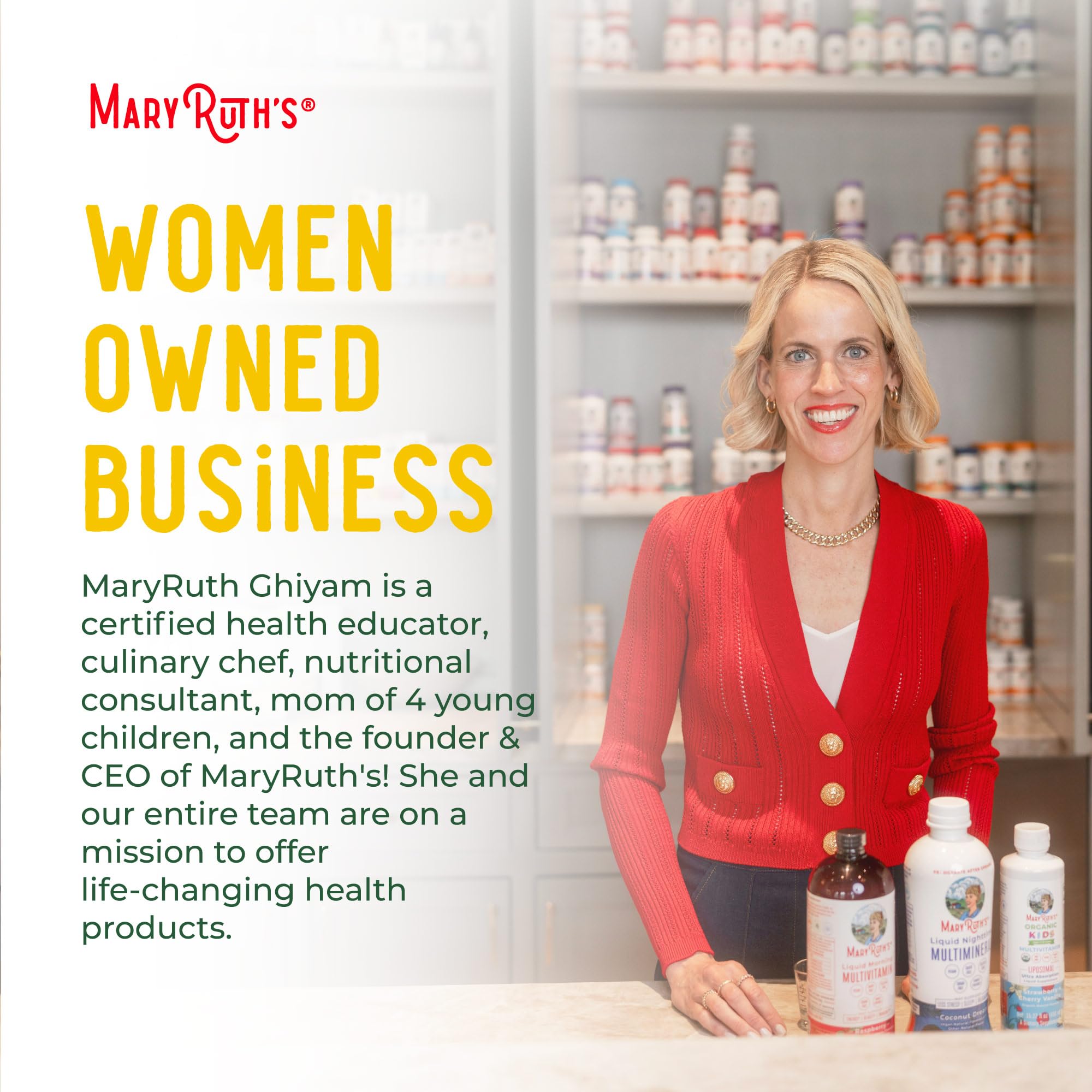MARYRUTH'S sello de certificación Clean Label y B Corp en etiqueta