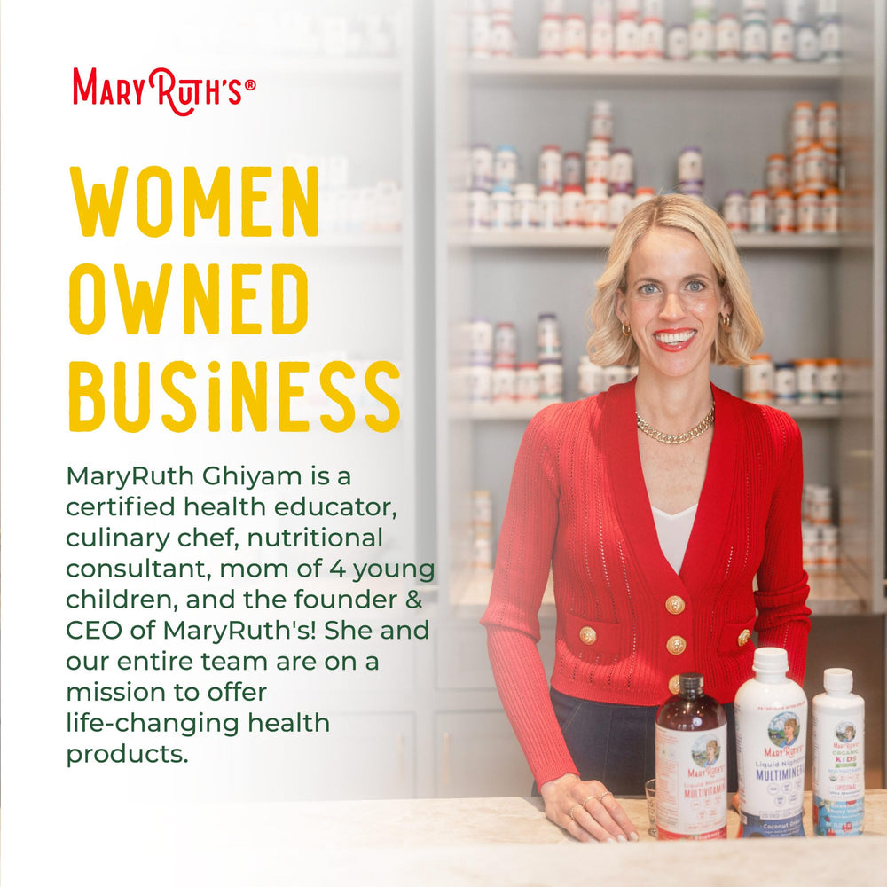 MARYRUTH'S sello de certificación Clean Label y B Corp en etiqueta