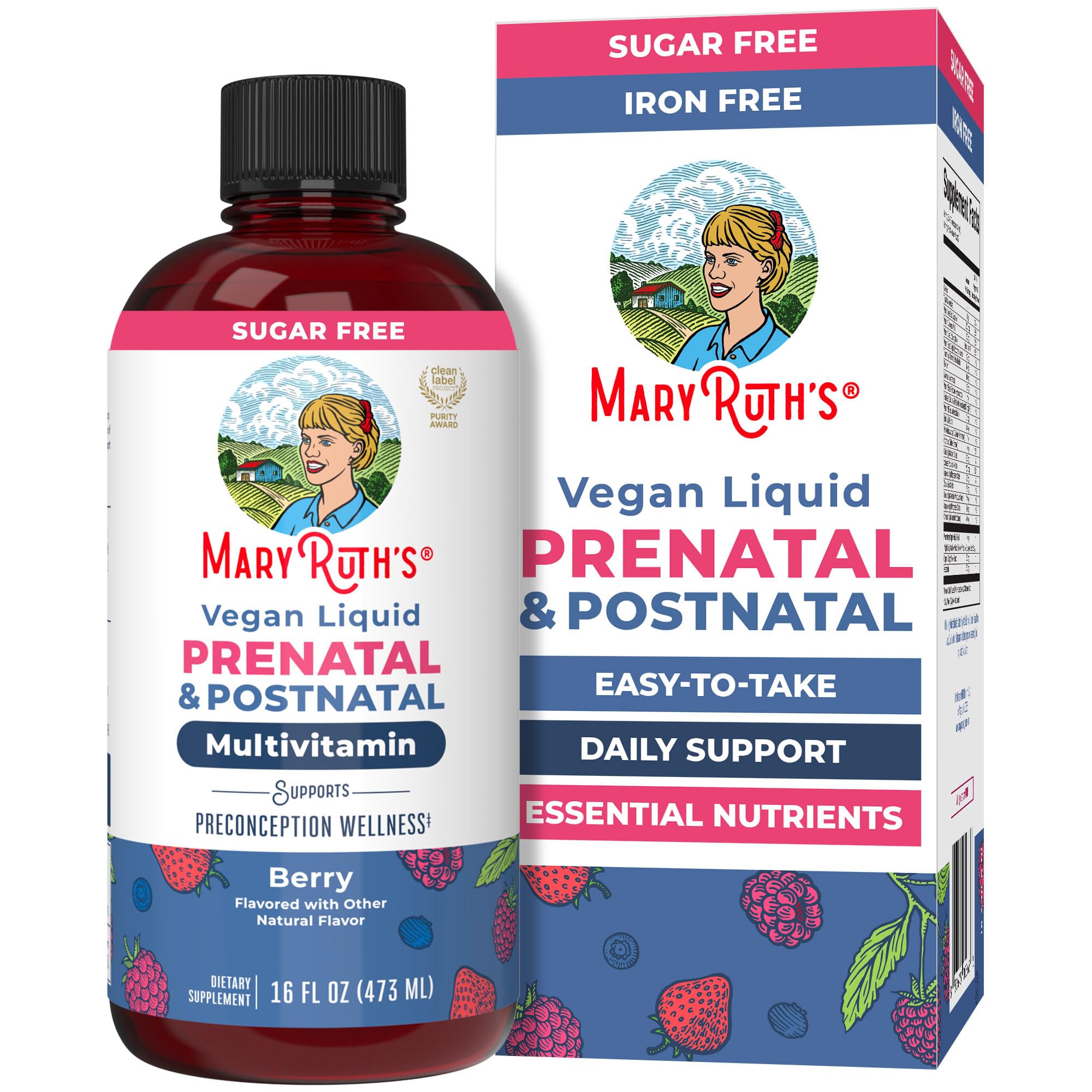 MARYRUTH'S frasco frontal mostrando la etiqueta y beneficio vegano