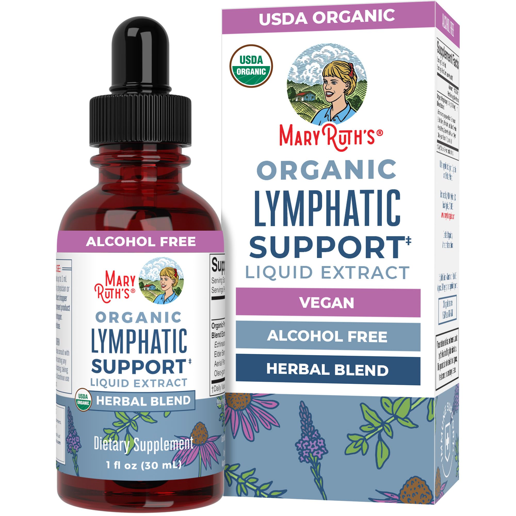 MARYRUTH'S front packaging showing bottle and brand benefits