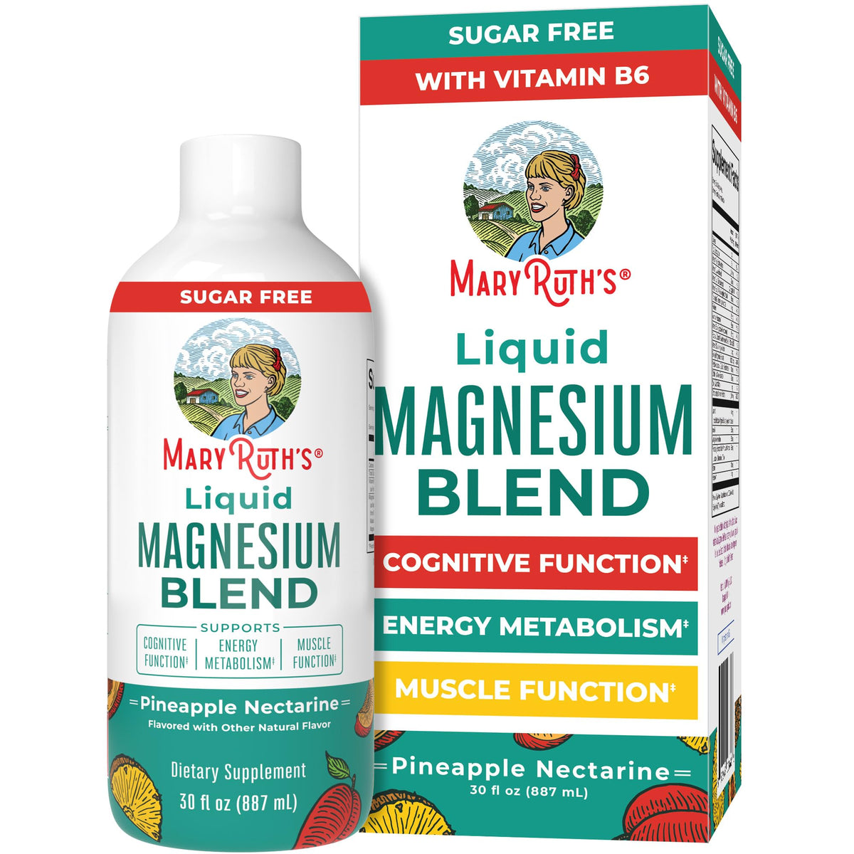 MARYRUTH'S botella frontal 30oz mostrando etiqueta y tamaño