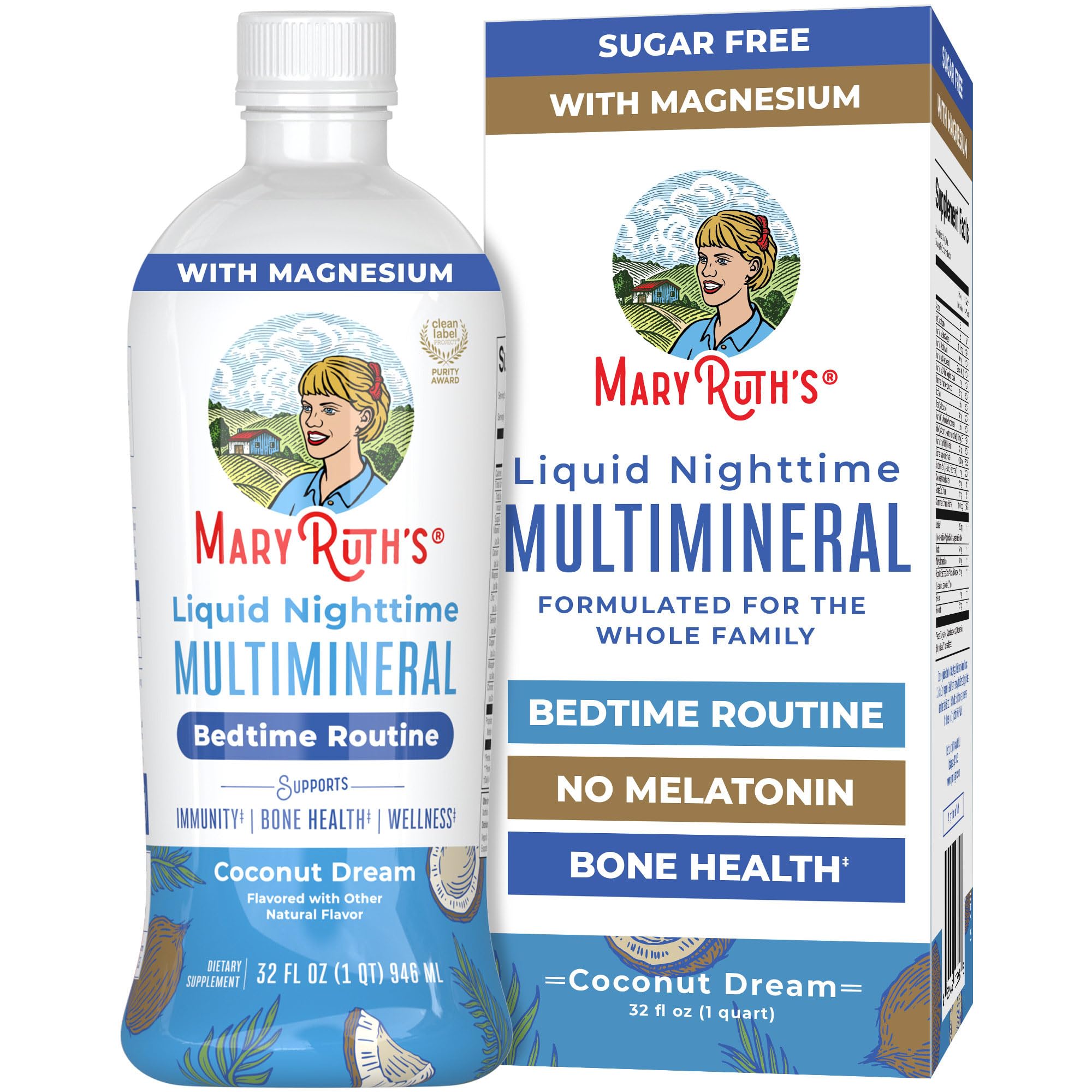 MaryRuth's botella frontal mostrando etiqueta clara y beneficios