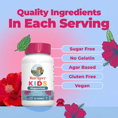 MARYRUTH'S single gummy on table showing 50mg per serving and clear dosing benefit