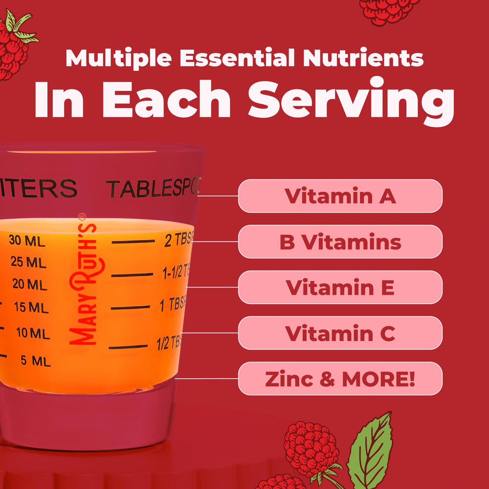 MARYRUTH'S etiqueta con lista de vitaminas y minerales en alta resolución