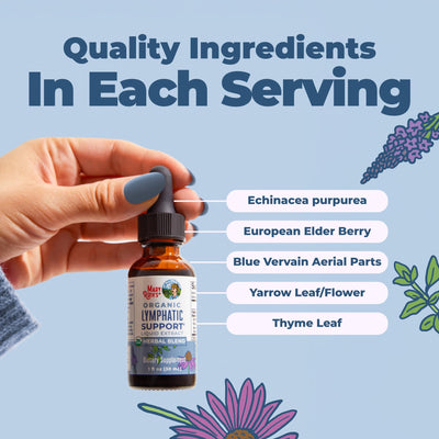 MARYRUTH'S label close-up showing certifications and ingredients