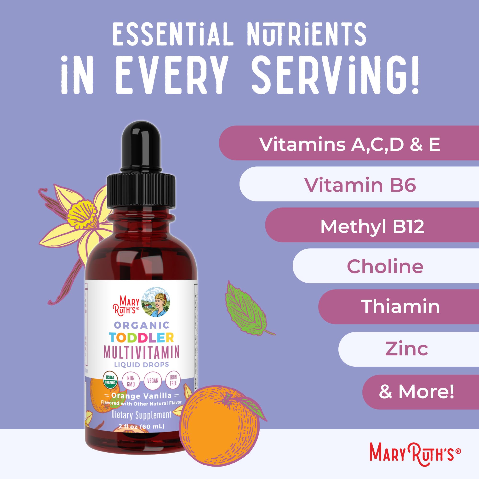 MaryRuth's enfoque en lista de ingredientes con beneficios para crecimiento